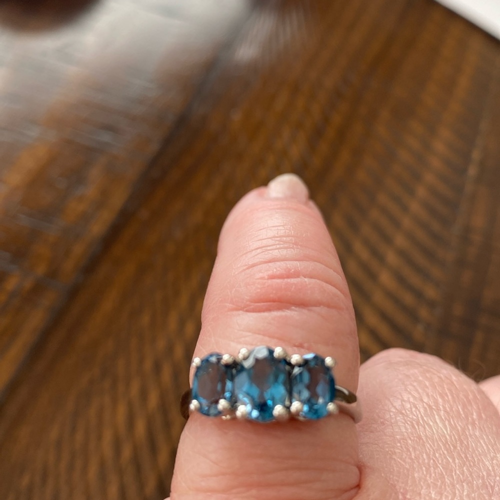 London blue topaz 3 stone ring